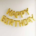 طقم سرب حروف هابي بيرث دي ذهبية مع خيط تعليق