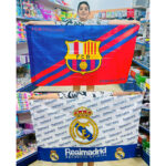 علم أندية برشلونة & ريال مدريد مقاس 1.5 متر * 90 سم مع مكان عصا العلم