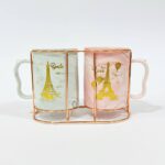 طقم أكواب رخامية باريس مع حاملة نحاسية أنيقة هدية