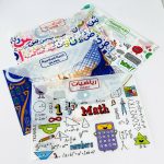 ملف بلاستيك بطمة لحفظ الاوراق باسم المادة للطلبة والمعلمات