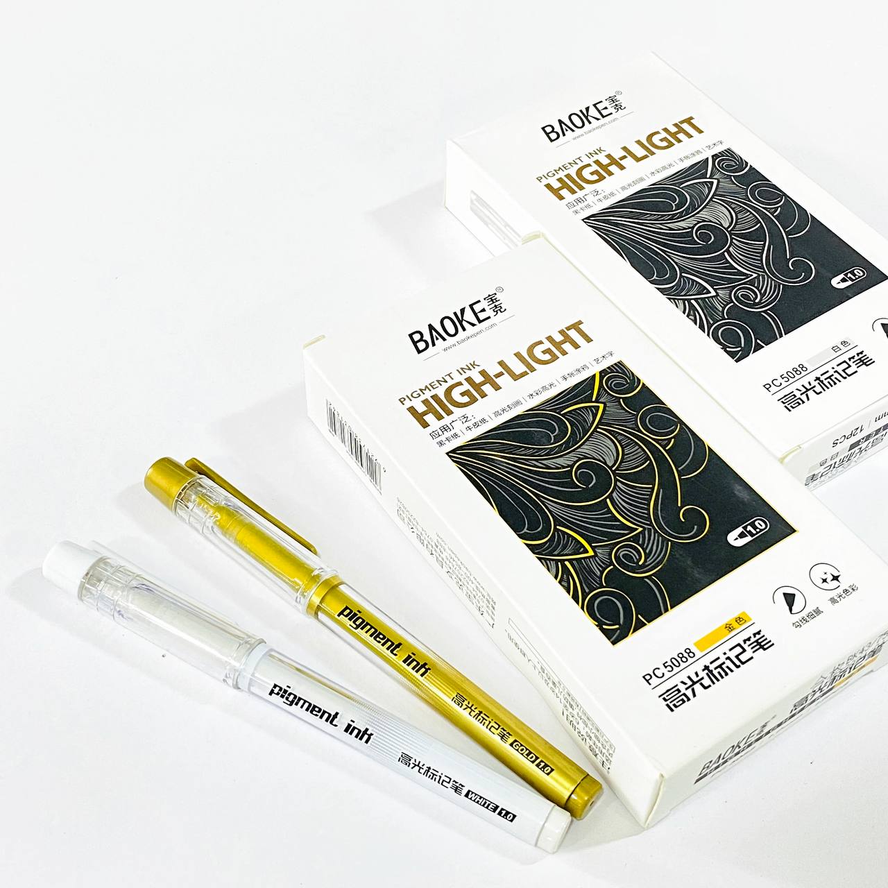 photo_1_2024-10-22_14-53-29 قلم حبر سائل باللون الذهبي و الأبيض 1.0 مم من BAOKE - الصورة 1