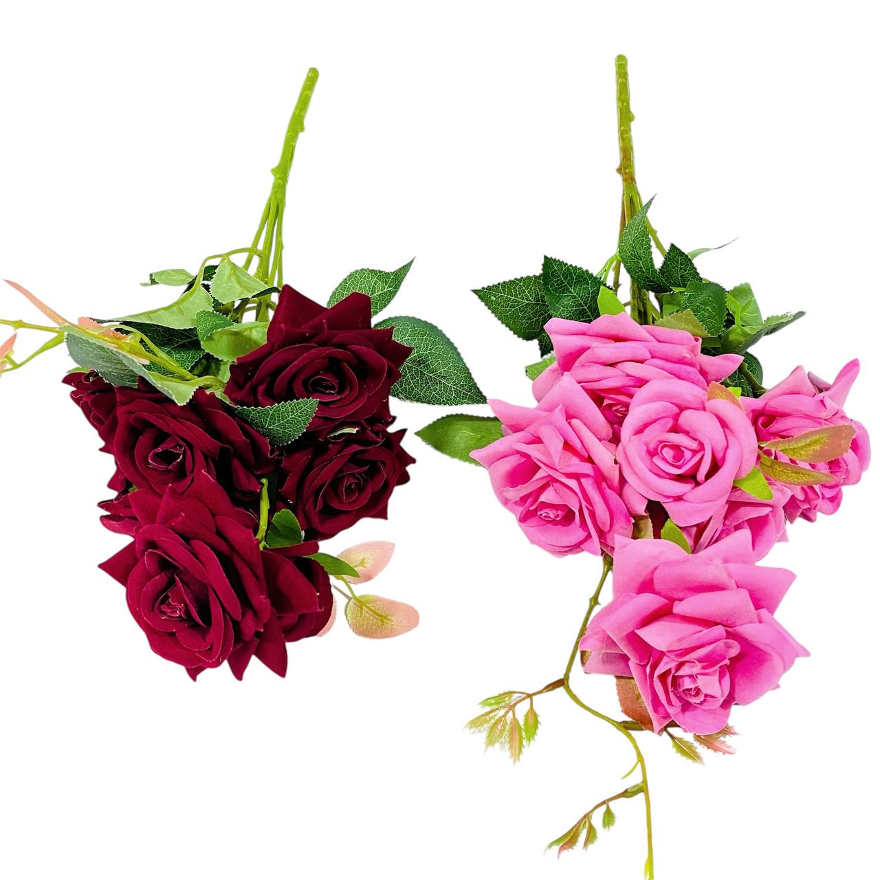 photo_1_2024-10-28_10-01-54 مجموعة ورد جوري صناعي مع اوراق عدد 7 وردات - الصورة 1