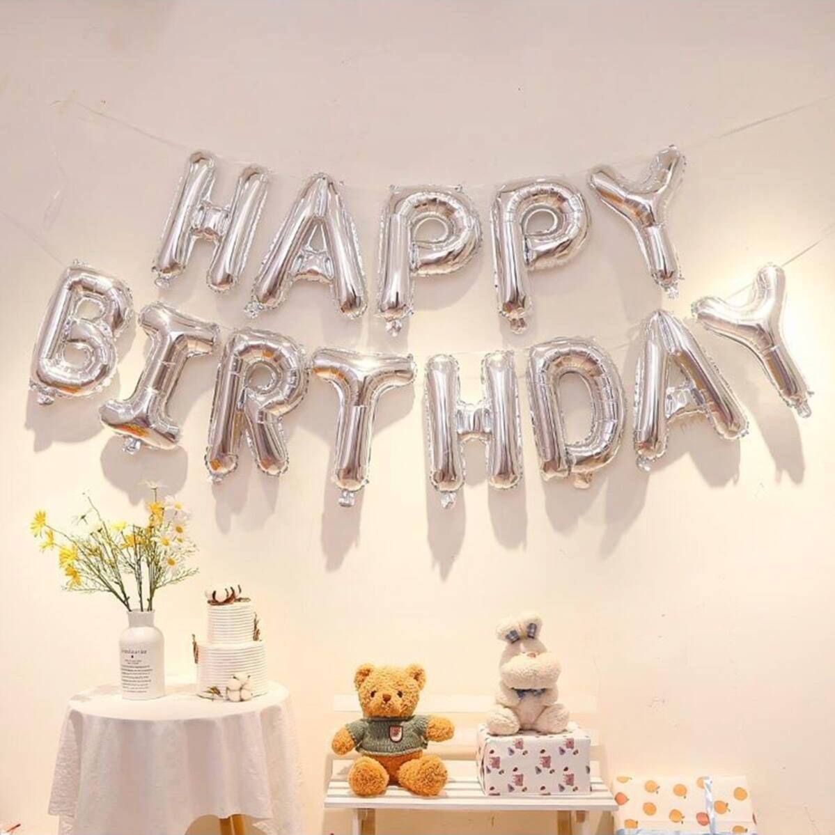 photo_2_2024-10-16_16-35-04 طقم سرب حروف نفخ عيد ميلاد سعيد فضي مع شريط - الصورة 1