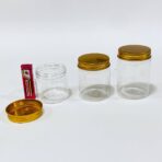 ⁦علب شفافة بغطاء ذهبي محكم لتخزين المنتجات والتوزيعات للمناسبات⁩ - الصورة ⁦2⁩