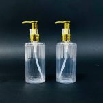 علبة فارغة لوشن + صابون بلاستيك رأس ذهبي عبوة 250 مل مع مكان طباعة ستيكر الشعار