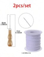 ⁦طقم 2 قطع  فتيل شمع رول طول 61 متر + مثقاب عصا الشمع WFHM77⁩ - الصورة ⁦3⁩