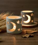 ⁦2 قطع قوالب لحاملة الشمع مزخرف بالنجم والقمر لصب الجبس لديكورات المنزلية WFHM77⁩ - الصورة ⁦2⁩