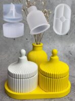 ⁦مجموعة قوالب سيليكون طقم 4 قطع صونية مع مزهرية وبرطمان وغطاء WFHM77⁩ - الصورة ⁦3⁩