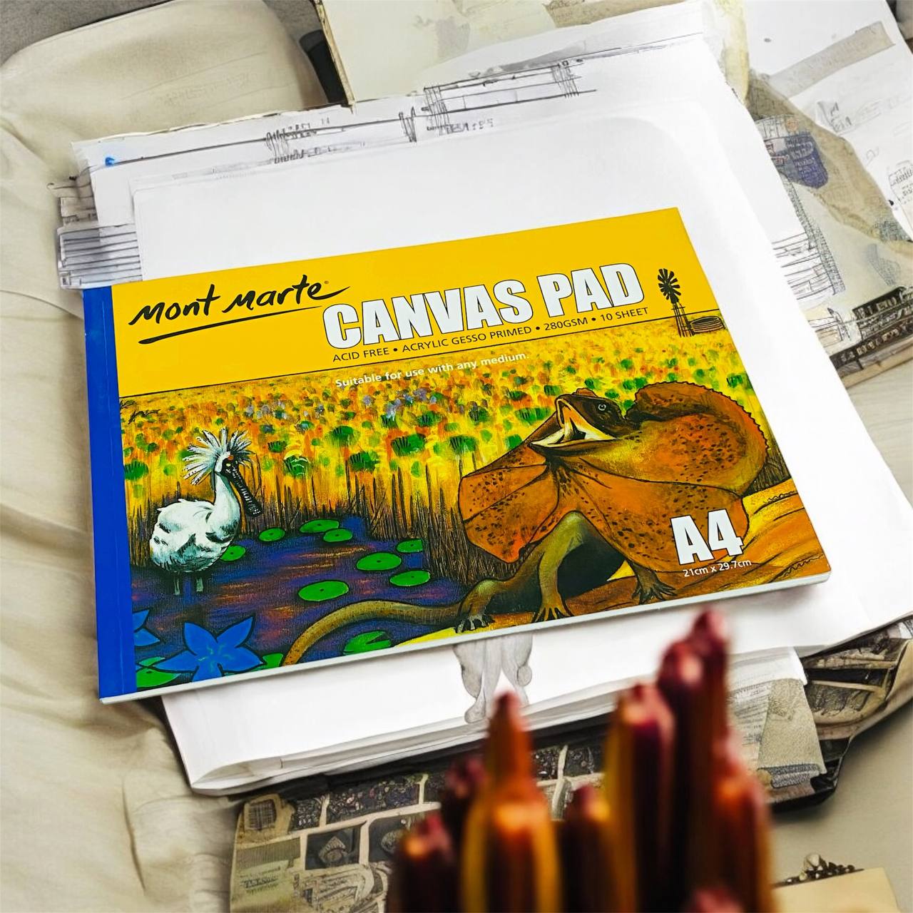 photo_4_2024-12-03_15-37-49 دفتر رسم ورق كانفس قماشي A4 خشن 280 قرام 10 ورقات مناسب لجميع الالوان - الصورة 1