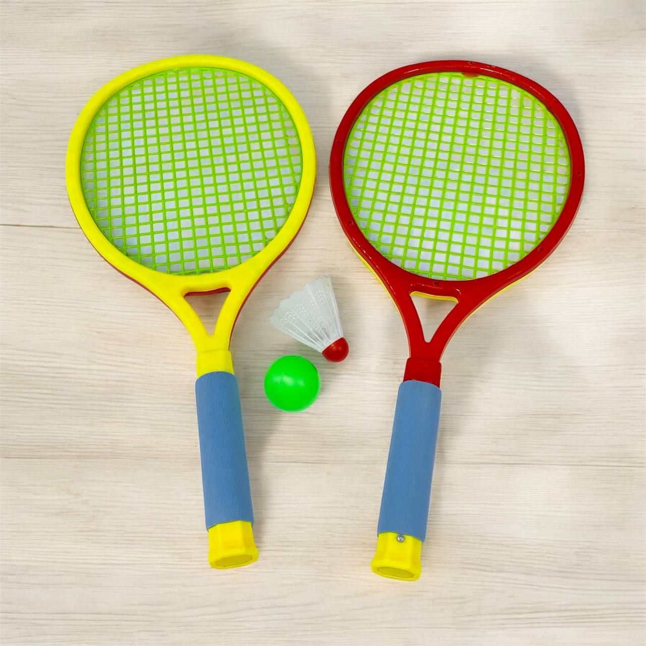 photo_4_2024-12-07_01-24-06 لعبة مضرب تنس 2 مضارب مع كرة بلاستيك وريشة مع الاصدقاء والعائلة - الصورة 1