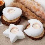 قالب سيلكون نجمة وهلال وقلب لصب الجبس مع حاملة شمع  ديكورات المنزل WFHM77