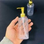 ⁦علبة فارغة لوشن + صابون بلاستيك رأس ذهبي عبوة 250 مل مع مكان طباعة ستيكر الشعار⁩ - الصورة ⁦3⁩