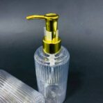 ⁦علبة فارغة لوشن + صابون بلاستيك رأس ذهبي عبوة 250 مل مع مكان طباعة ستيكر الشعار⁩ - الصورة ⁦8⁩