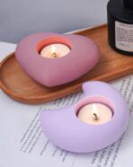 ⁦قالب سيلكون نجمة وهلال وقلب لصب الجبس مع حاملة شمع  ديكورات المنزل WFHM77⁩ - الصورة ⁦3⁩