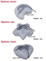 ⁦قالب سيلكون نجمة وهلال وقلب لصب الجبس مع حاملة شمع  ديكورات المنزل WFHM77⁩ - الصورة ⁦5⁩