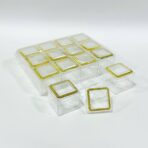 ⁦مجموعة علب توزيعات مناسبات وافراح 12 علبة اكريليك مربعه اطار ذهبي⁩ - الصورة ⁦2⁩