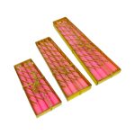 شمع مموج وردي مرشوش بالذهبي داخل علبة هدية 4 شمعات مناسب ليوم البوردي