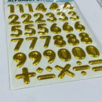 ⁦ملصقات ارقام بارزة لامعه باللون الفضي & الذهبي 3D⁩ - الصورة ⁦2⁩