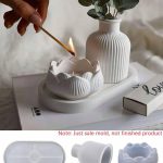 3 قوالب سيلكون قالب حاملة شمع اللوتس +فازا +قالب بيضاوي WFHM77