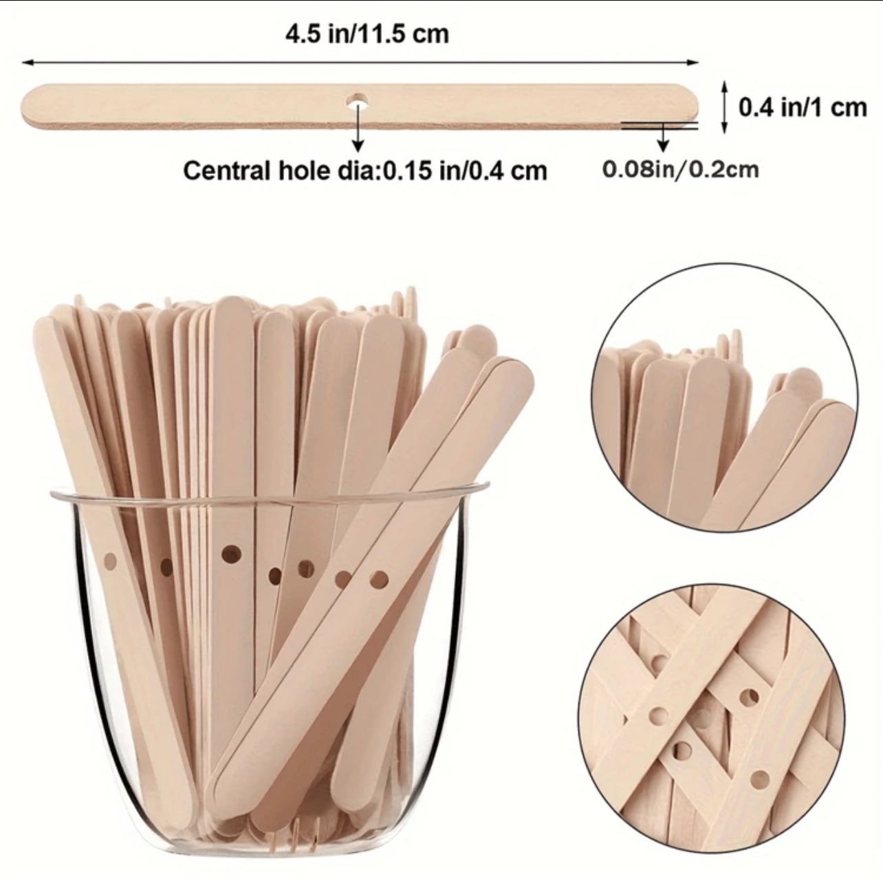 IMG_E1969 20 قطعة من اعواد الخشبية به ثقب لتثبيت فتيل الشمع WFHM77 - الصورة 1