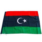 علم أستقلال ليبيا مع شريط جانبي لربط عصا مقاس 60×90
