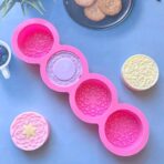 قالب سيلكون لصنع الصابون وديكور الشموع ثلاثي الابعاد 4 فتحات مزخرفة MA93