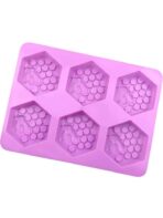 ⁦قالب سيلكون تصميم عسل ونحل 6 فراغات لصنع مكعبات الصابون MA93⁩ - الصورة ⁦3⁩