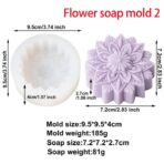 ⁦قالب سيليكون لصناعة الصابون والشمع والراتنج تصاميم زهرة وزخرفة ثلاثي الابعاد MA93⁩ - الصورة ⁦7⁩