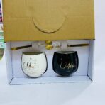 ⁦طقم 2 مق كابتشينو فخم بكتابة Miss & Mr  هدية زوجين  داخل علبه افطار صباحي وديكور منزل⁩ - الصورة ⁦2⁩