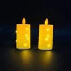 ⁦شمعه رومانسية صناعية مع سرب اضاءة عاطفي عليها لديكور المنزل واجواء العشاء تشتغل بالبطارية⁩ - الصورة ⁦2⁩