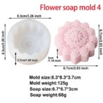 ⁦قالب سيليكون لصناعة الصابون والشمع والراتنج تصاميم زهرة وزخرفة ثلاثي الابعاد MA93⁩ - الصورة ⁦9⁩