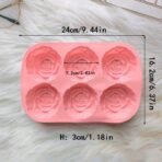 ⁦قالب سيلكون بشكل وردة 6 فجوات متعددة الاستعمالات لصنع الشوكلاتة والصابون والشمع MA93⁩ - الصورة ⁦3⁩