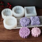 ⁦قالب سيليكون لصناعة الصابون والشمع والراتنج تصاميم زهرة وزخرفة ثلاثي الابعاد MA93⁩ - الصورة ⁦2⁩