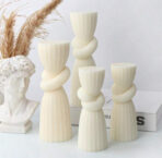 ⁦قالب سيلكون بتصميم انيق بشكل اعمدة مخططة بعقدة ديكور شمع وجبس WFHM77⁩ - الصورة ⁦2⁩