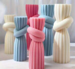 قالب سيلكون بتصميم انيق بشكل اعمدة مخططة بعقدة ديكور شمع وجبس WFHM77