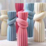 قالب سيلكون بتصميم انيق بشكل اعمدة مخططة بعقدة ديكور شمع وجبس WFHM77