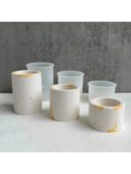 مجموعة من 3 قوالب سيلكون حامل لشمع اسطواني 3 احجام إناء لشمع WFHM77