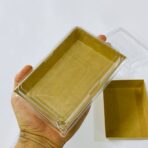 ⁦علبة مستطيلة كرتون و غطاء بلاستيك للاستعمال الغذائي شفاف مقاس 15*10 سم⁩ - الصورة ⁦5⁩