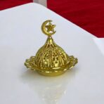 ⁦قاعدة بخارة ذهبية حديد مزخرفة مع نجمة وهلال للـ بخارات وديكور المنزل⁩ - الصورة ⁦5⁩