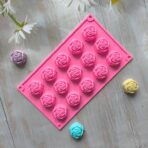 ⁦قالب سيليكون على شكل زهرة جوري 15 تجويف لصنع قطع الصابون والشموع والحرف اليدوية MA93⁩ - الصورة ⁦2⁩