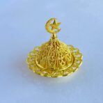 ⁦قاعدة بخارة ذهبية حديد مزخرفة مع نجمة وهلال للـ بخارات وديكور المنزل⁩ - الصورة ⁦3⁩