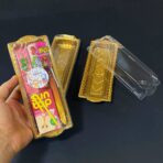 ⁦علبة فاخرة فارغه بلاستيك ذهبية متعددة الاستعمالات بغطاء شفاف للاستعمال الغذائي والكيكات⁩ - الصورة ⁦3⁩