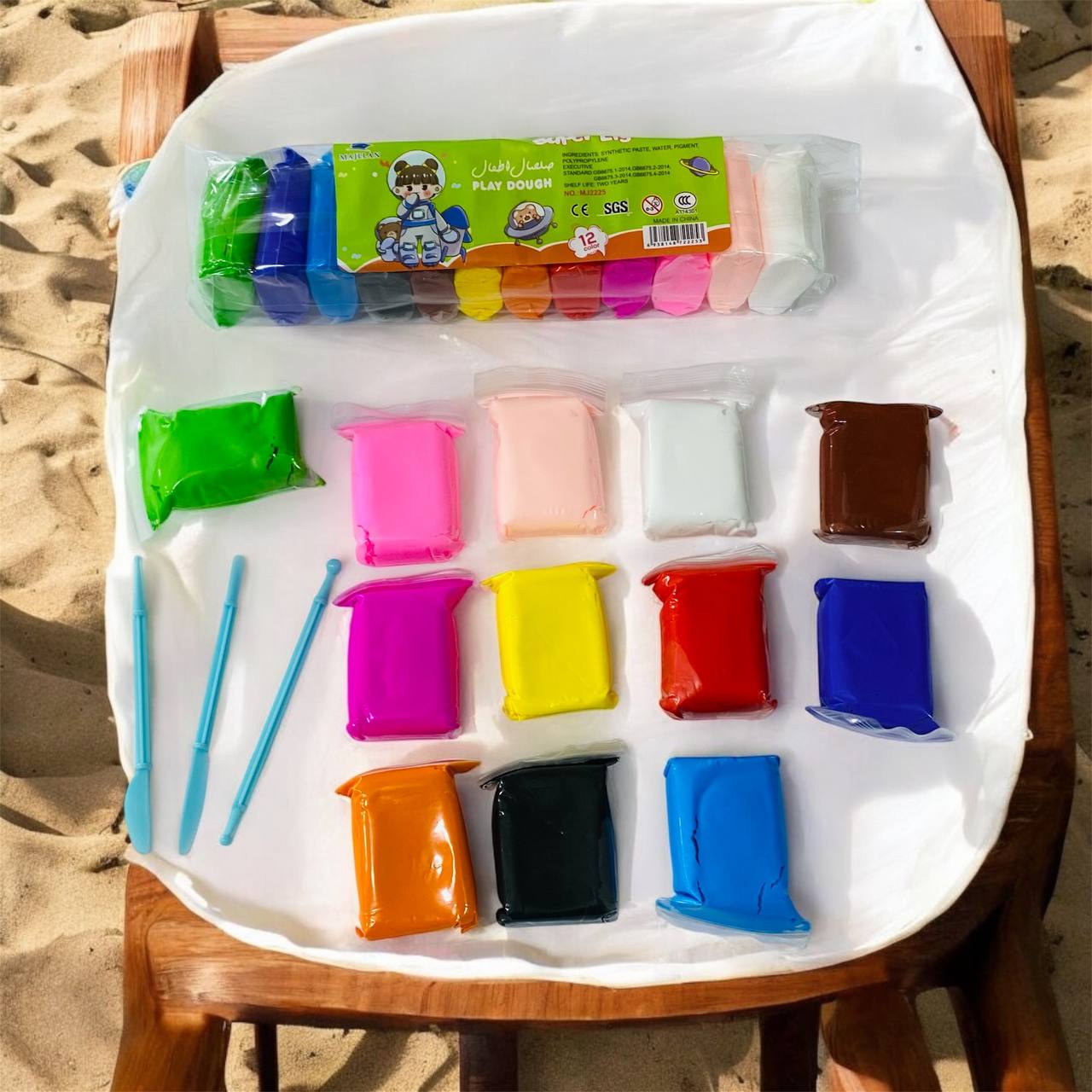 photo_1_2025-04-11_20-18-08 صلصال اسفنج سهل التشكيل مع ادوات 12 لون للأطفال ، تنمية المهارات الحسية والبصرية للأطفال - الصورة 1