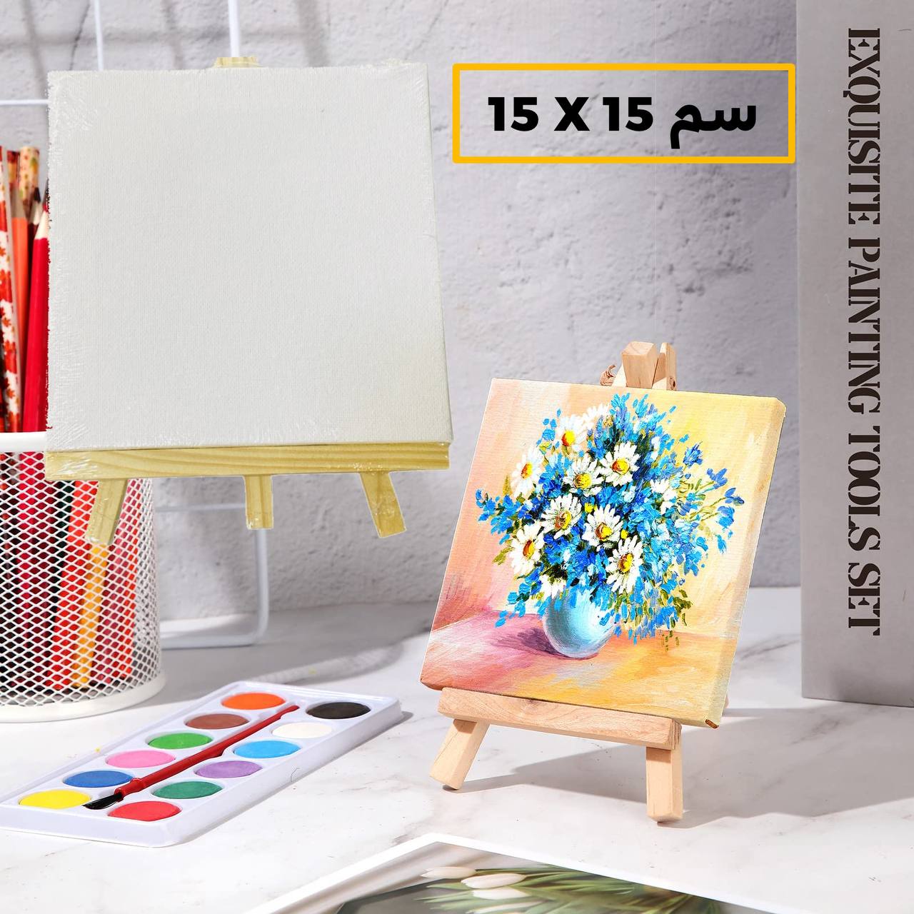 photo_1_2025-05-21_14-55-20 لوحة رسم كانفس مع ستاند مقاس 15*15 سم ، للرسامين والفنانين - الصورة 1