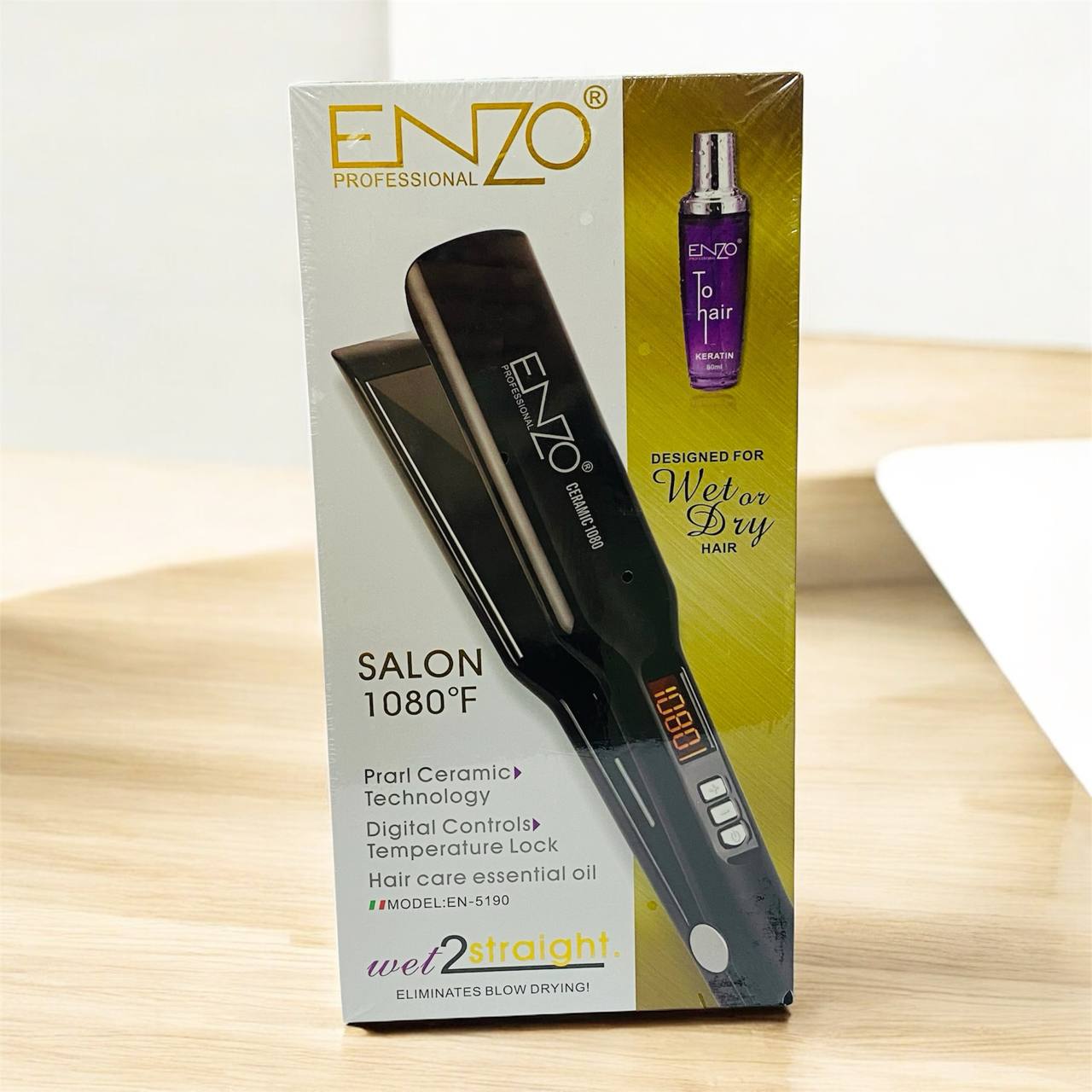 photo_1_2025-06-25_00-09-37 مكواة ENZO الاحترافية لتنعيم الشعر بقوة 1080 درجة - الصورة 1