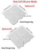 ⁦قالب سيلكون بتفاصيل غير منتظمة 4 تجاويف اشكال قلب وفراشة ومربع ودائري لصنع مجسمات الجبس وعلب لشمع المعطر WFHM77⁩ - الصورة ⁦3⁩