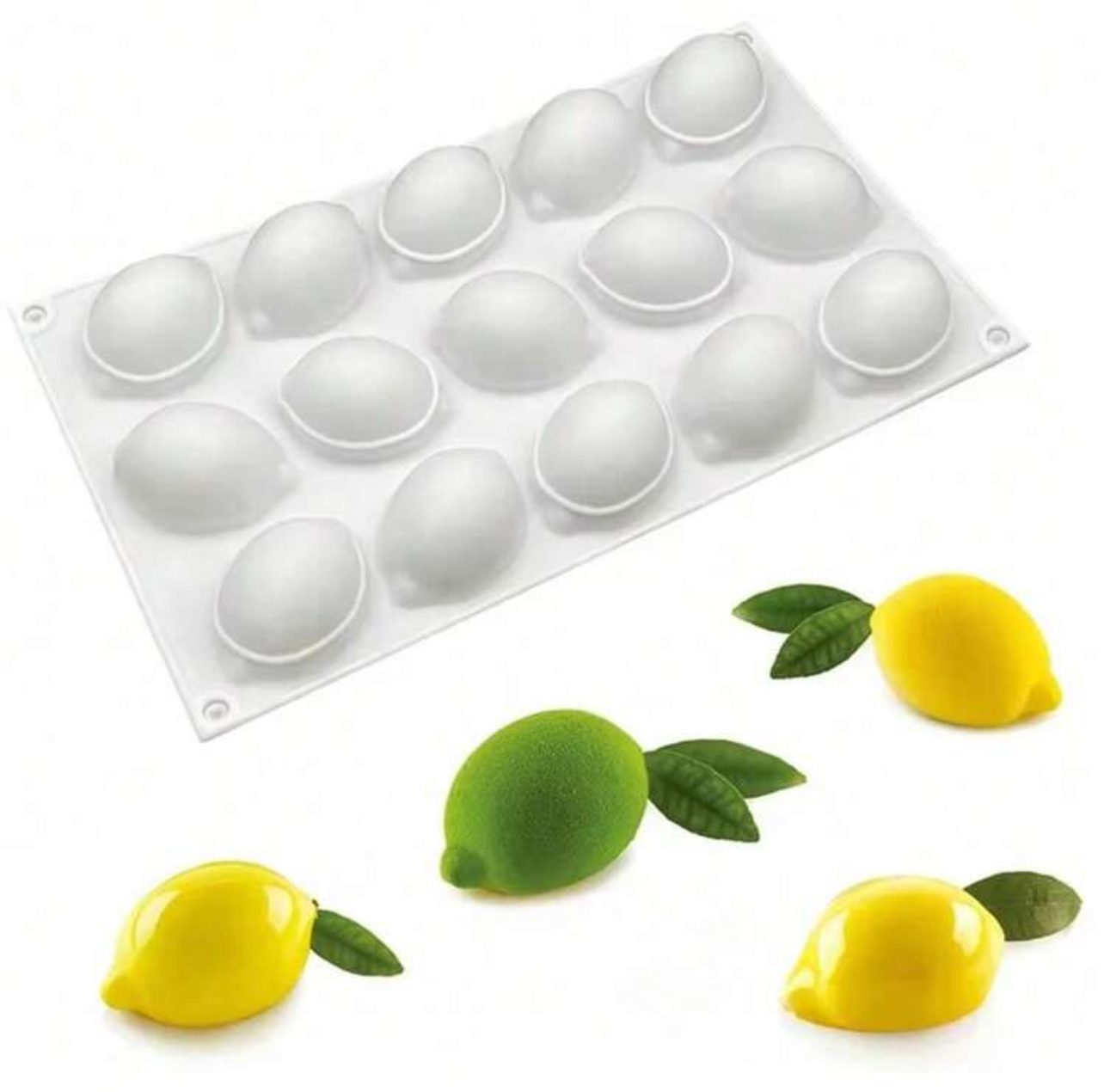 IMG_7087 قالب سيلكون بشكل ليمون لصنع الآيس كريم والموس كيك وترافل والهلام WFHM77 - الصورة 1