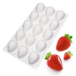 قالب سيلكون علي شكل فراولة لصنع الايس كريم والهلام وبودينج الفاكهة وديكور الكيك غير لاصق وساهل الازالة WFHM77