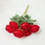 ⁦مجموعة ورد جوري صناعي شبيه الطبيعي، 7 وردات مع اوراق⁩ - الصورة ⁦6⁩