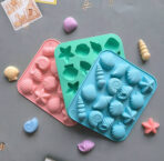 قالب سيلكون 12 شكل صدفة بحرية ونجمة البحر WFHM77